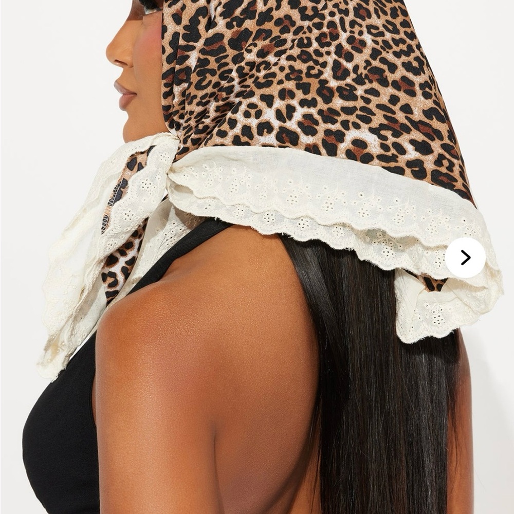 Leopard Print Headscarf Baseball Cap Lace Trim